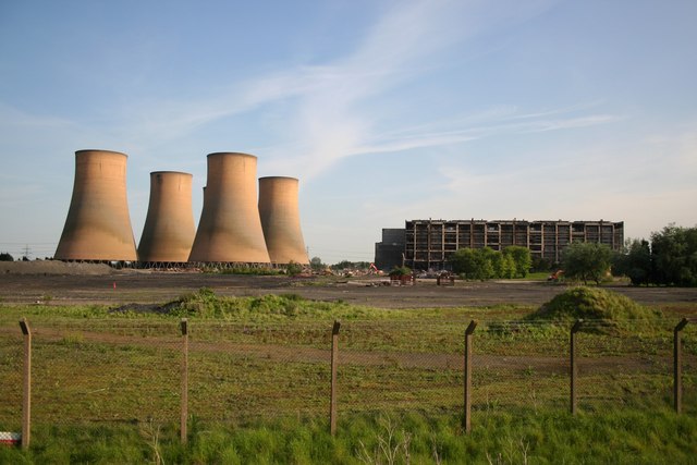 Photograph of High Marnham power plant cooling towers from 2012
